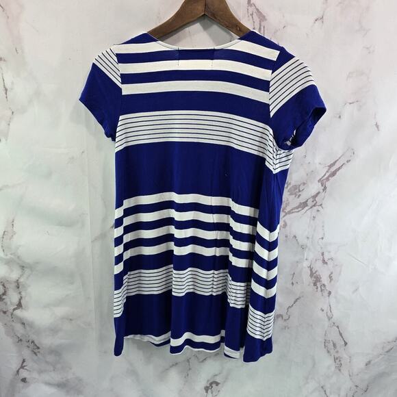 Anthropologie Shirt Womens XS Blue White Stripe Swing Babydoll Tee Tunic Puella - Picture 5 of 9